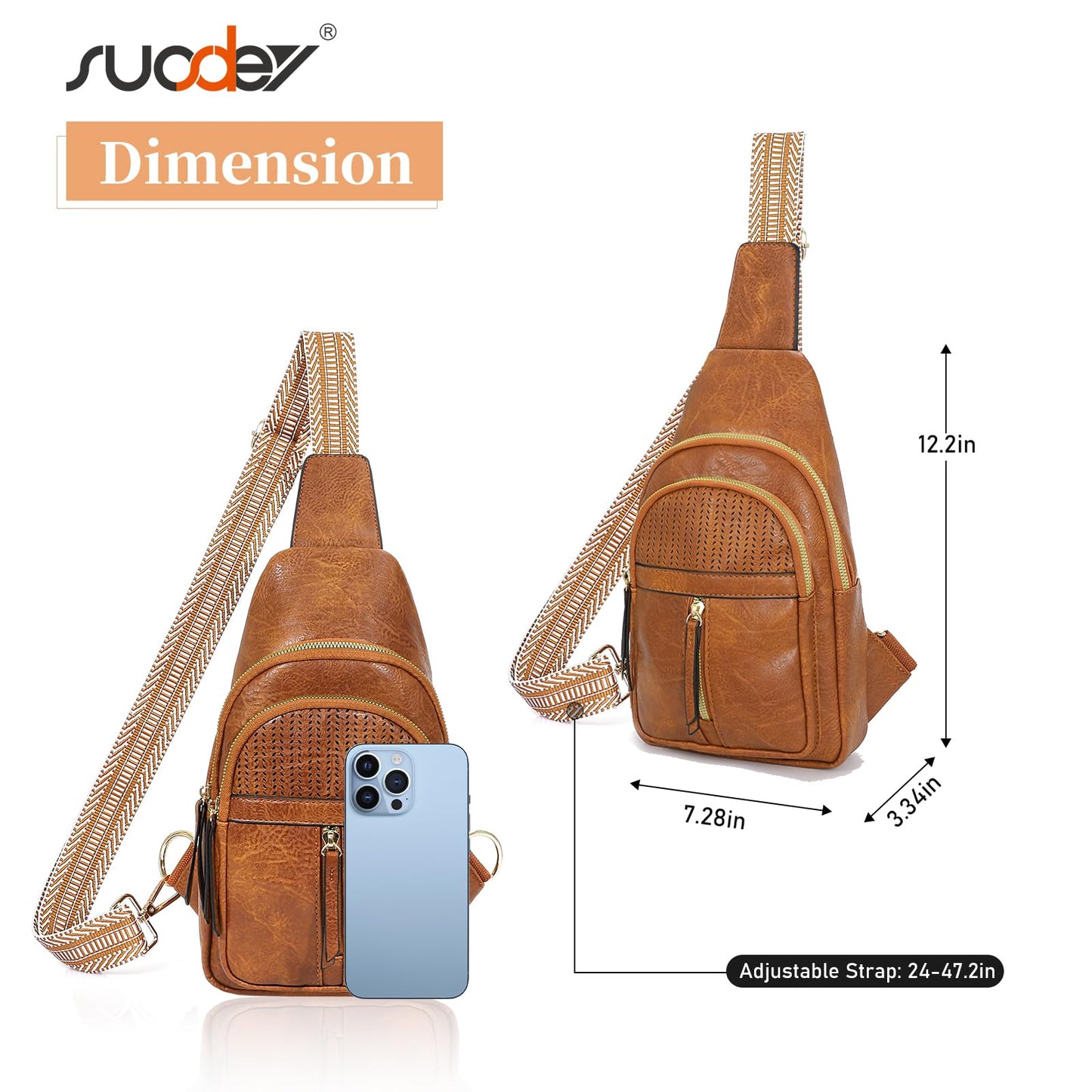 SUOSDEY Small Sling Bag for Women Vegan Leather Fanny Pack Crossbody Bags for Travel