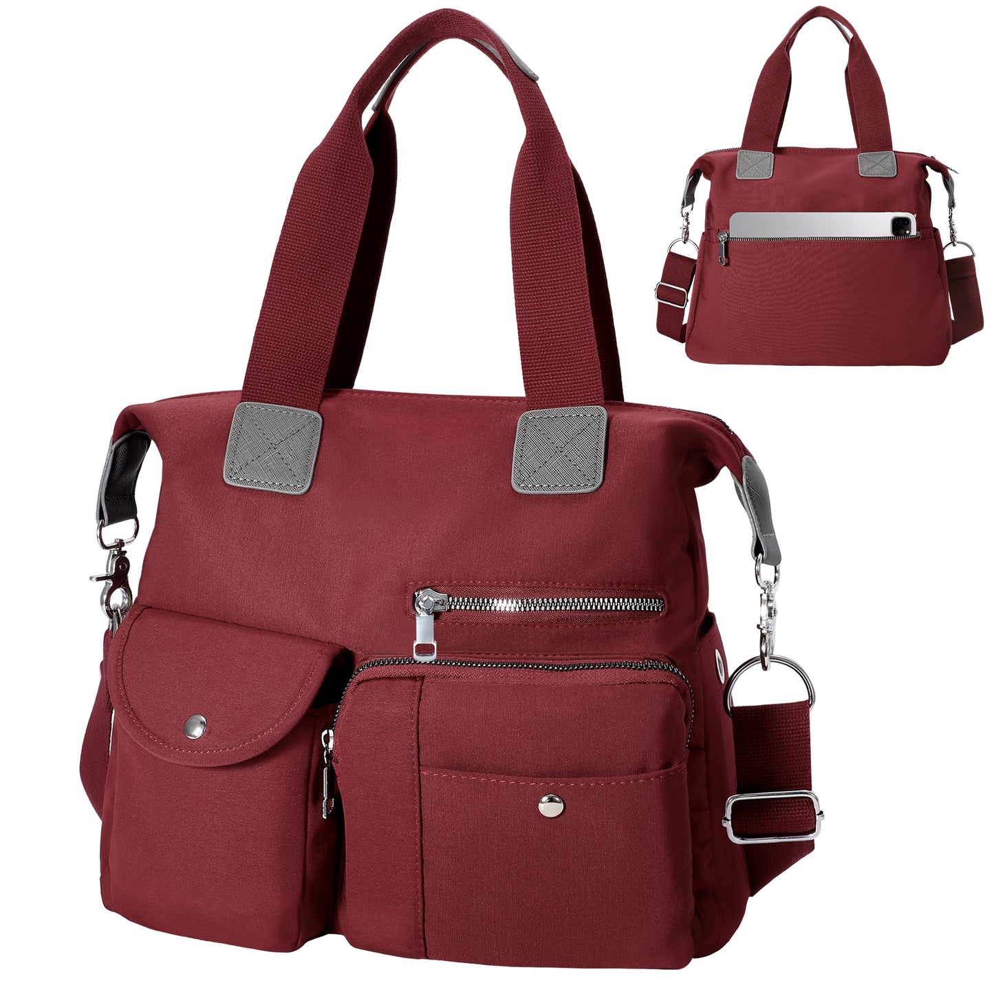 SUOSDEY Casual Tote Bags for Women with Multiple Pockets,Large Capacity Nylon Crossbody Work Shoulder Handbag for Ladies