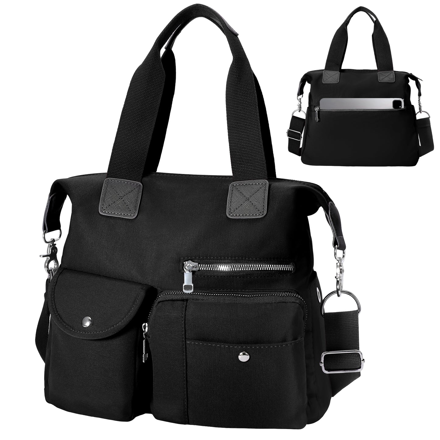 SUOSDEY Casual Tote Bags for Women with Multiple Pockets,Large Capacity Nylon Crossbody Work Shoulder Handbag for Ladies