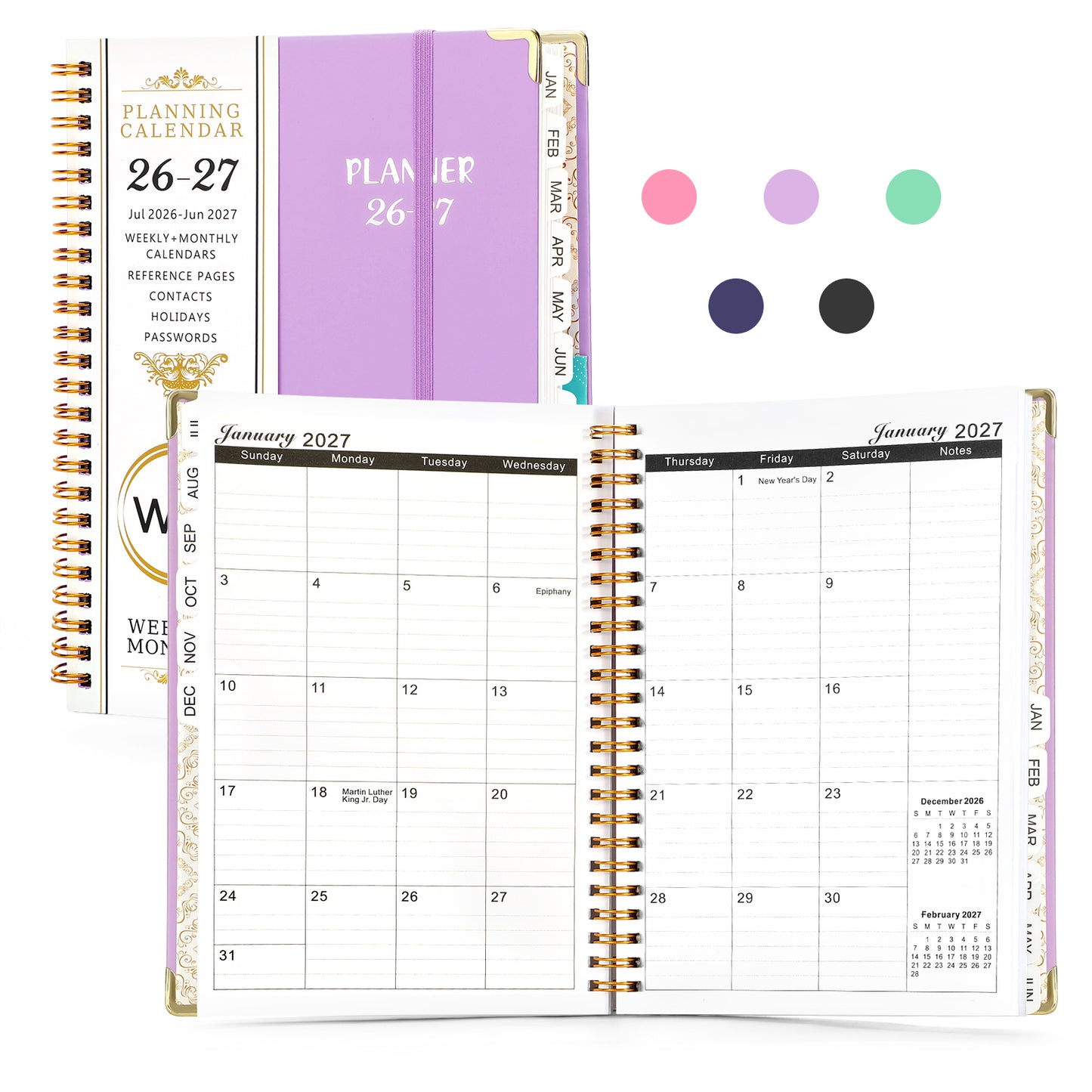 2026-2027 Academic Year Planner Calendar Notebook (JUL.2026-JUN.2027,6.3"x8.5")Daily Weekly Monthly Agenda Planner for Women Men
