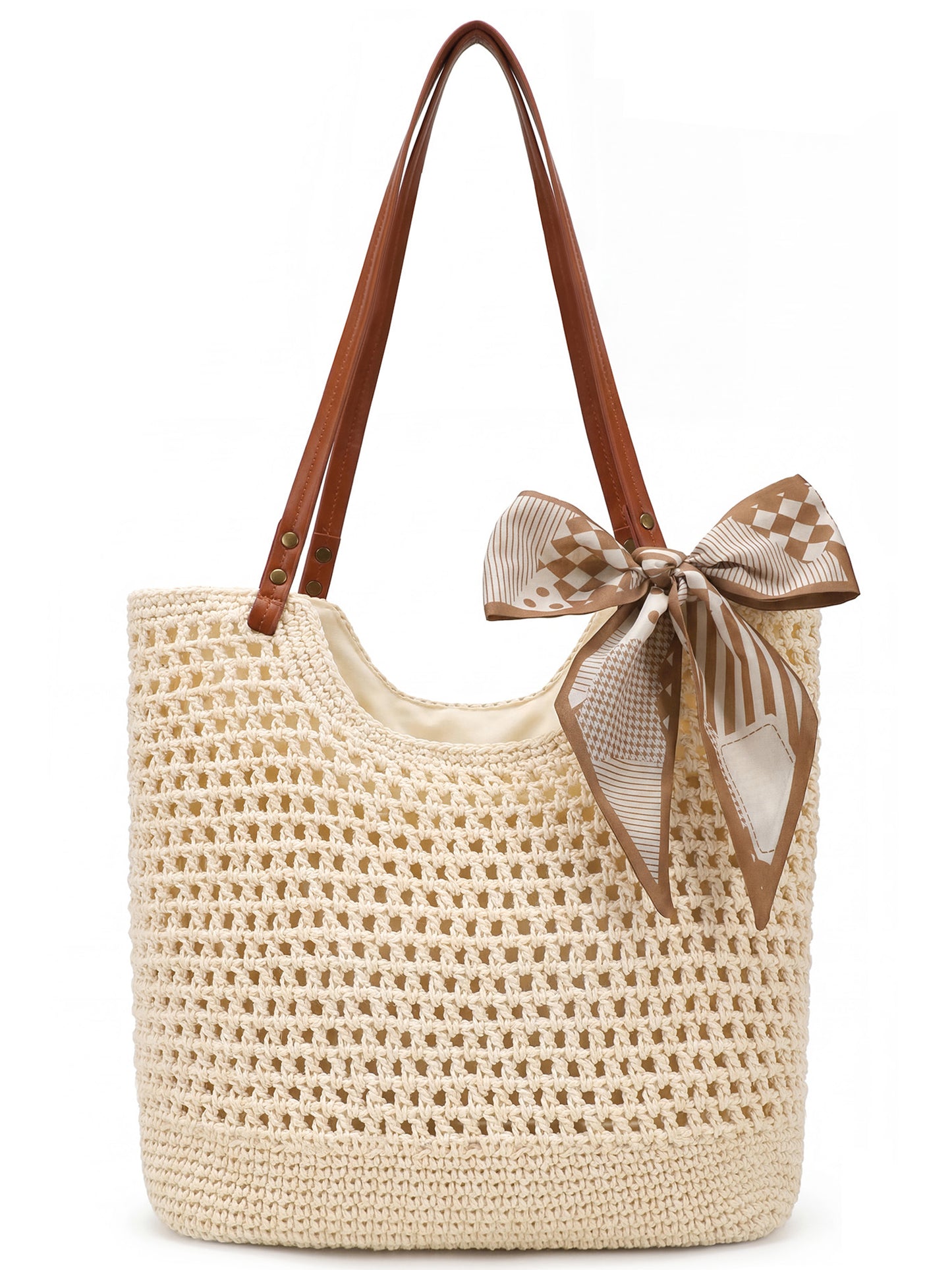 SUOSDEY Crochet Beach Bag for Women with Zipper,Summer Straw Beach Tote Bag Woven Boho Shoulder Bag for Vacation