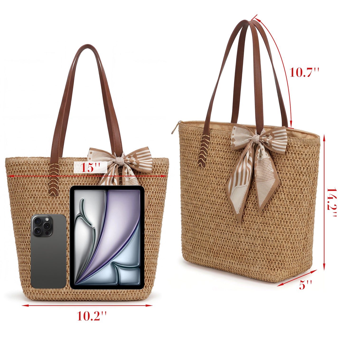 SUOSDEY Large Straw Beach Bag for Women,Beach Tote Bag Shoulder Handbags,Straw Bag Beach Purse for Summer