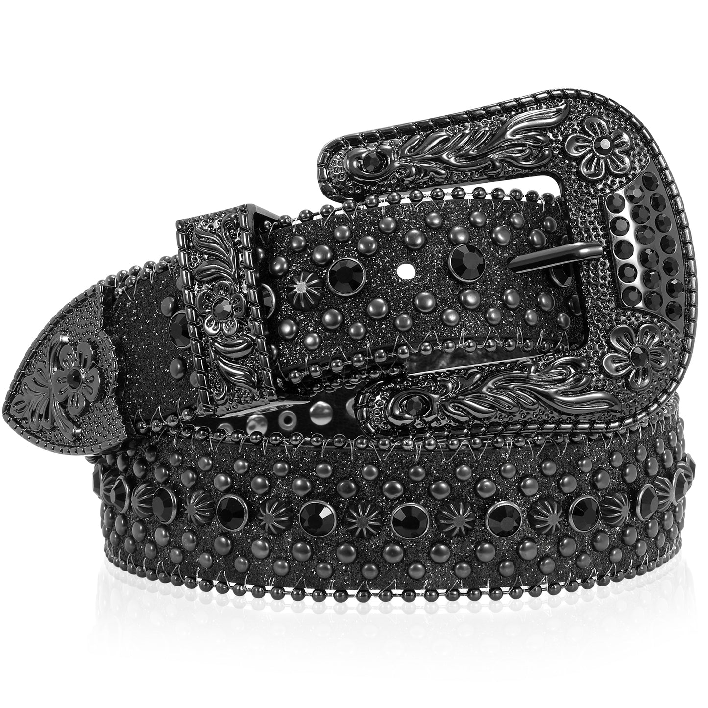 SUOSDEY Sparkly Rhinestone Belt for Women Men Western Cowboy Cowgirl Bling Diamond Leather Belt for Jeans Gifts