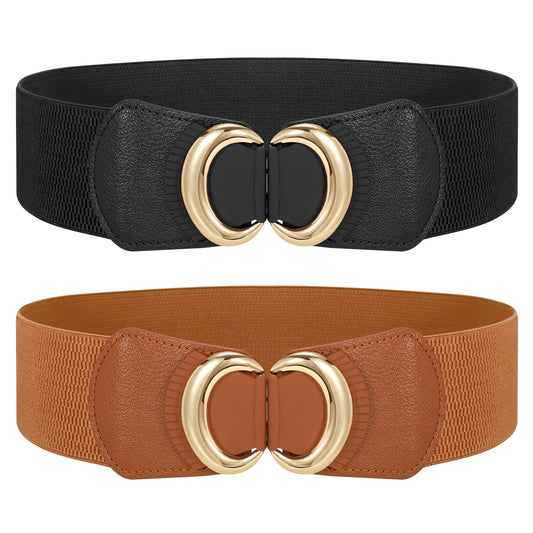 SUOSDEY Women Wide Waist Belt Fashion Elastic Belt for Dresses Stretchy Belt 2/3/4 Pack