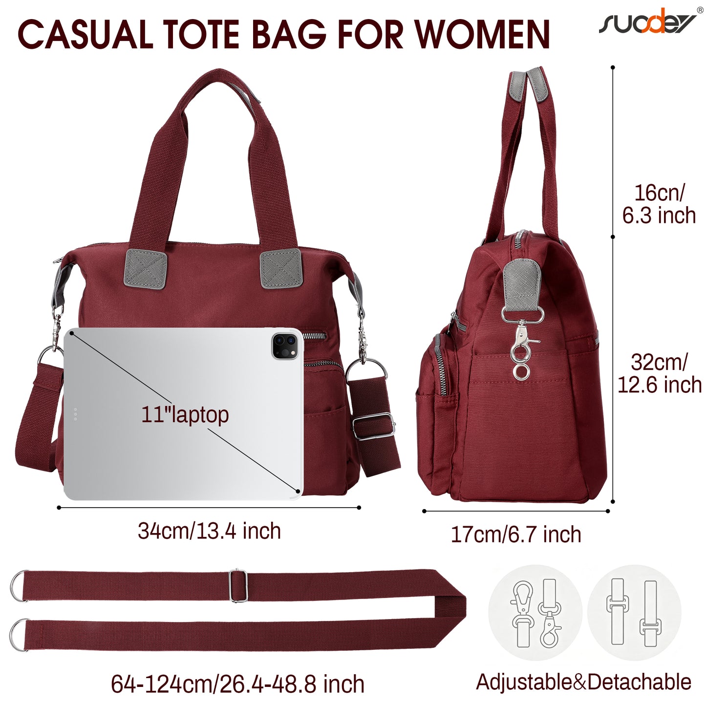 SUOSDEY Casual Tote Bags for Women with Multiple Pockets,Large Capacity Nylon Crossbody Work Shoulder Handbag for Ladies