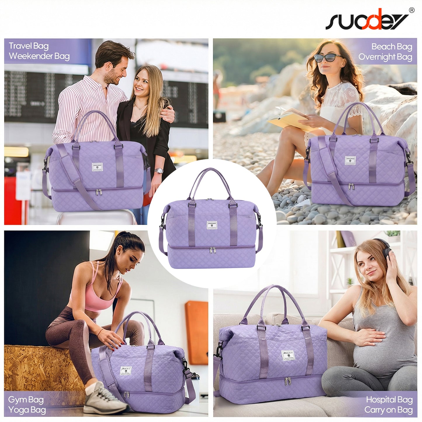 SUOSDEY Overnight Duffle Bag for Travel,Weekender Bags with Shoes Compartment,Hospital Bag for Labor and Delivery,Carry On Bag for Women,Travel,Gym,Weekend
