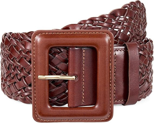 SUOSDEY Women Wide Belts for Dresses,Ladies Woven Leather Waist Belt