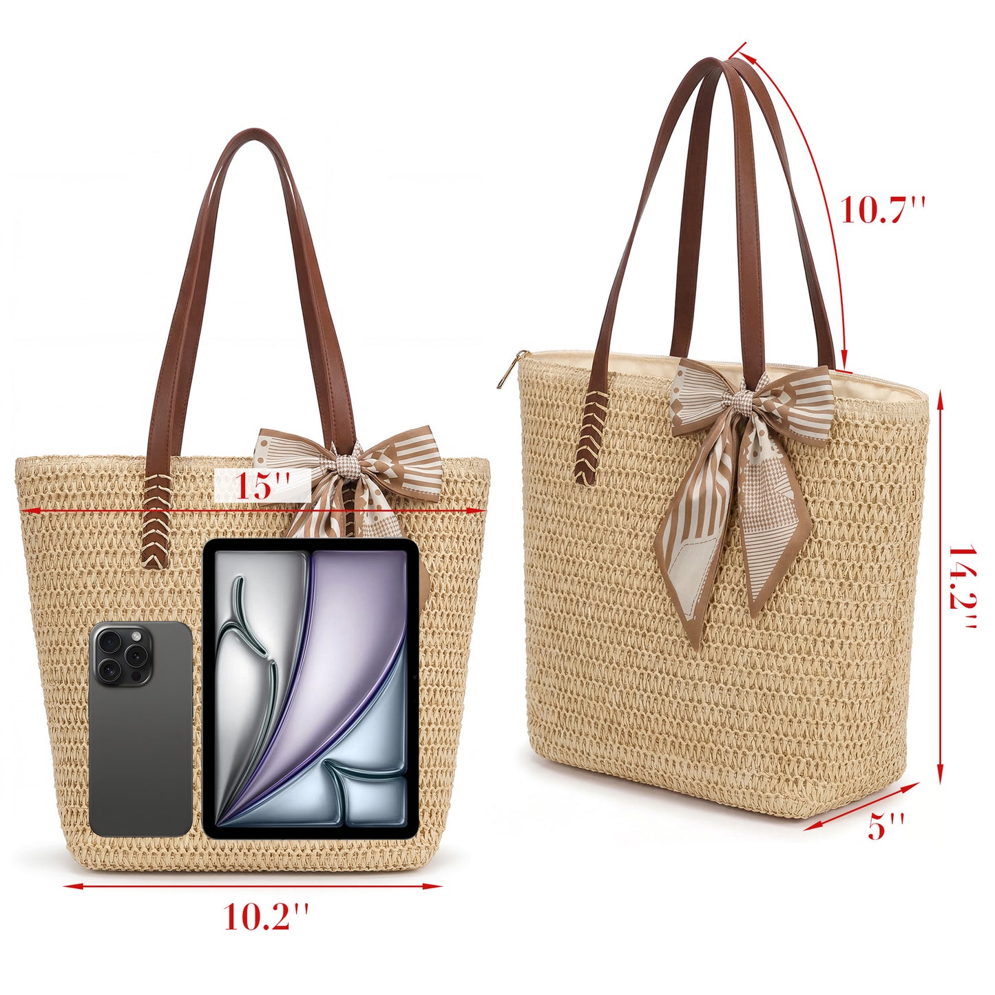 SUOSDEY Large Straw Beach Bag for Women,Beach Tote Bag Shoulder Handbags,Straw Bag Beach Purse for Summer