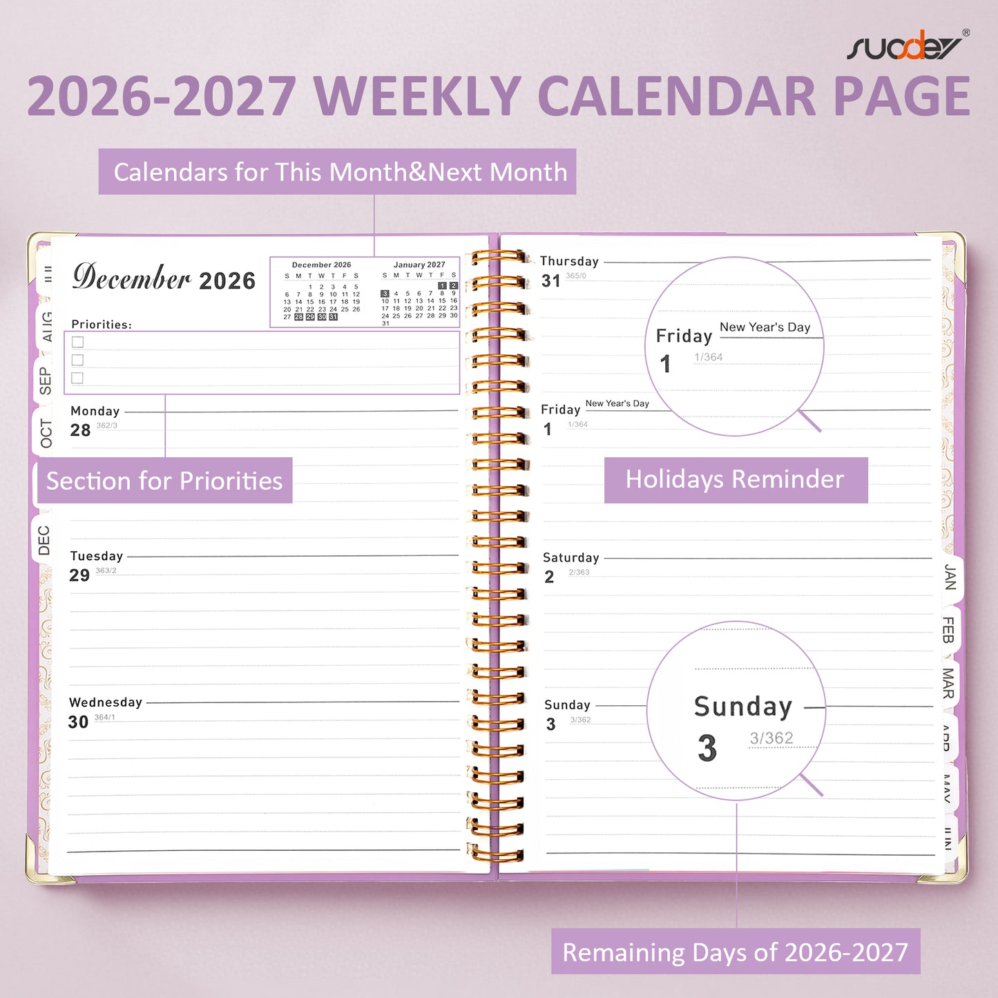 2026-2027 Academic Year Planner Calendar Notebook (JUL.2026-JUN.2027,6.3"x8.5")Daily Weekly Monthly Agenda Planner for Women Men