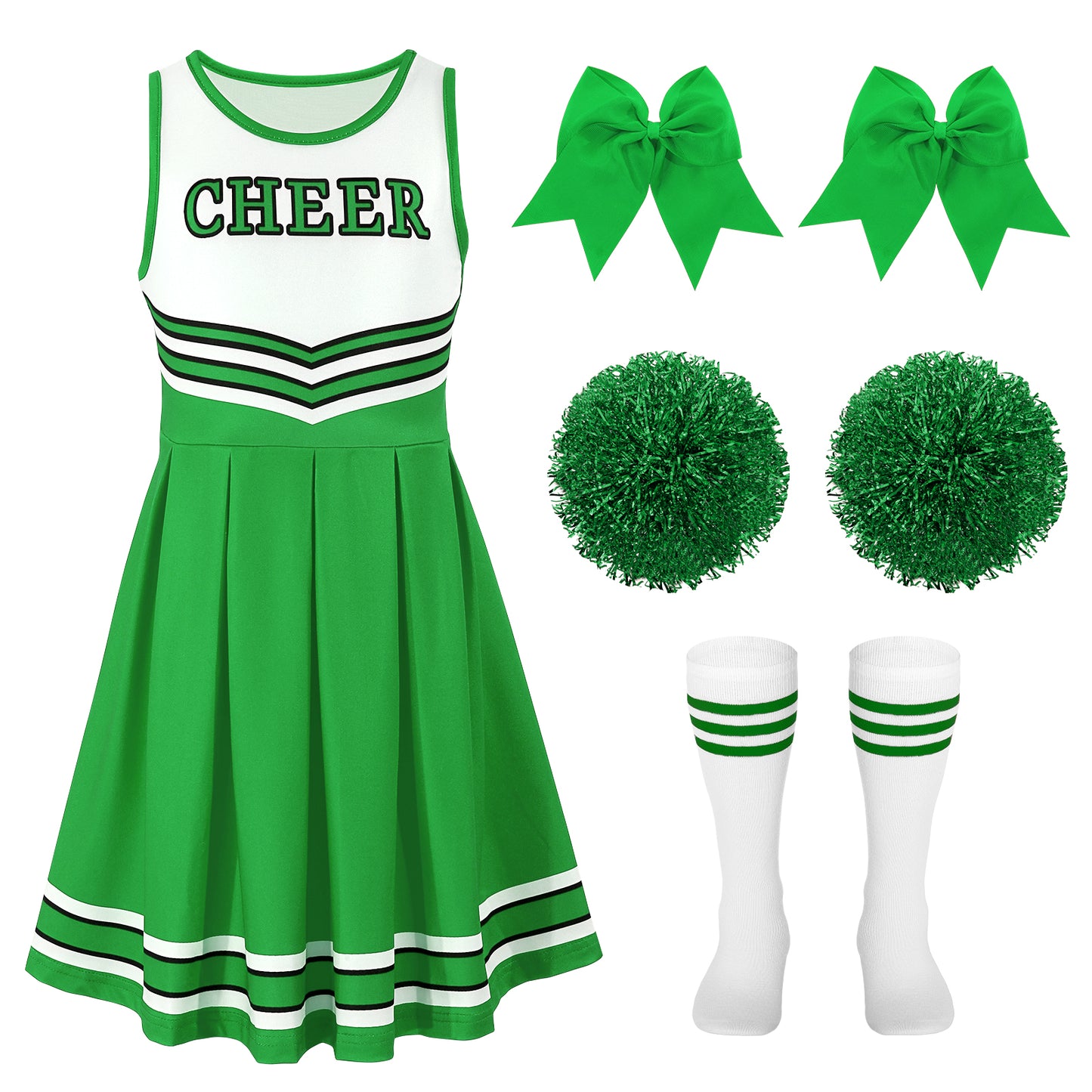 SUOSDEY Girls Cheerleader Costume Outfit Set,Kids Sleeveless Cheerleading Uniform for Party Birthday Halloween