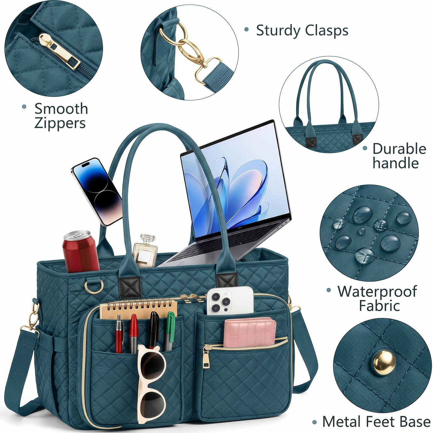 SUOSDEY Teacher Tote Bag,Women Work Bags with Laptop Compartment,Large Cup Holder Nurse Bag Computer Handbag