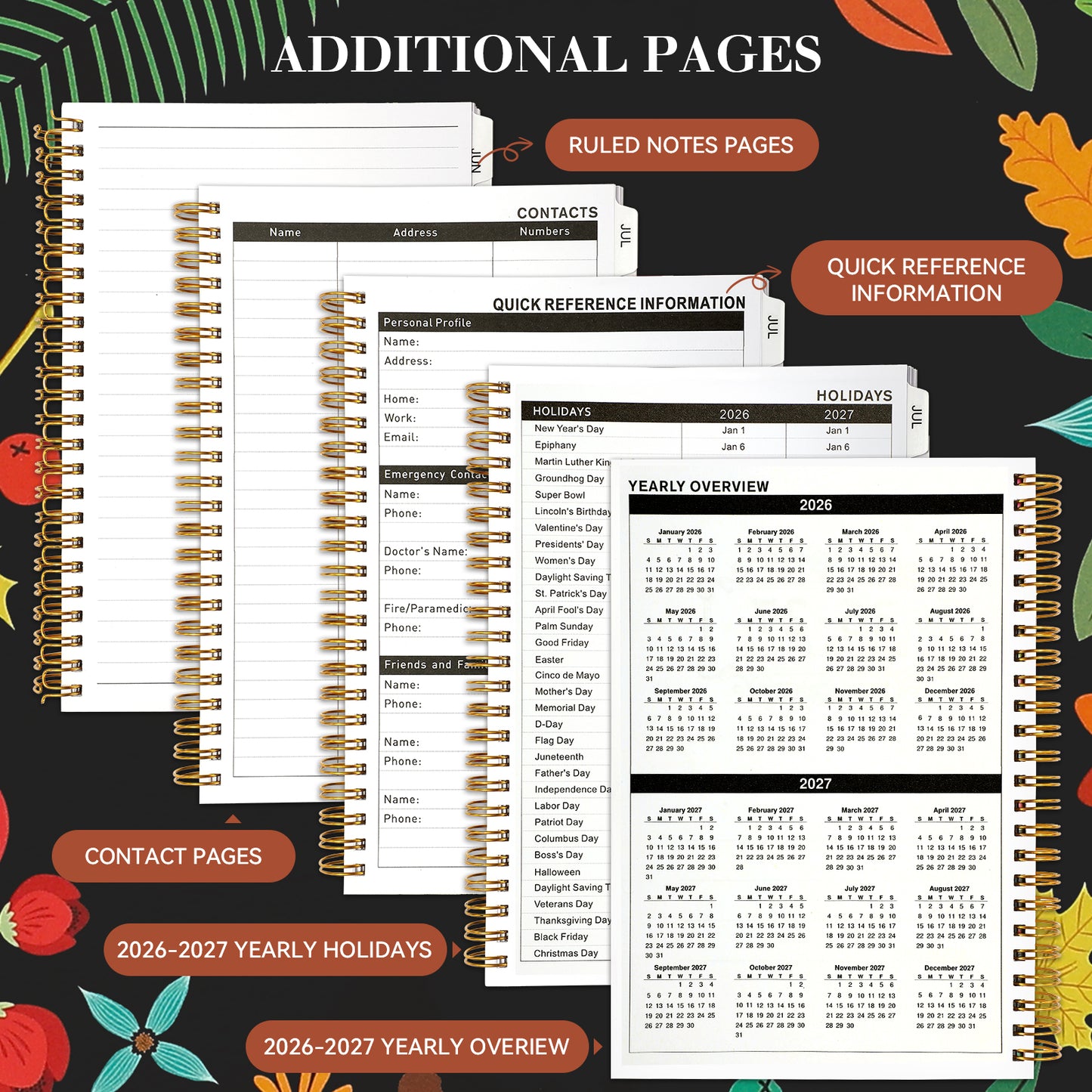2026-2027 Academic Year Planner Calendar Notebook(JUL.2026-JUN.2027,6.3"x8.5")Daily Weekly Monthly Agenda Planner for Women Men