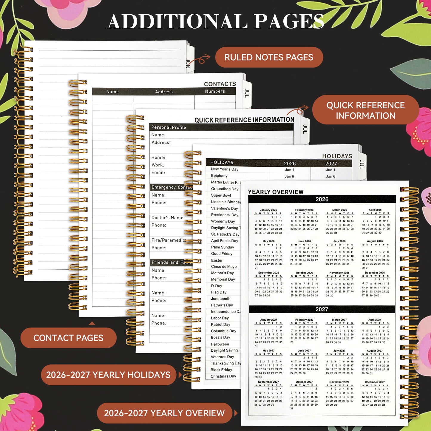 2026-2027 Academic Year Planner Calendar Notebook(JUL.2026-JUN.2027,6.3"x8.5")Daily Weekly Monthly Agenda Planner for Women Men