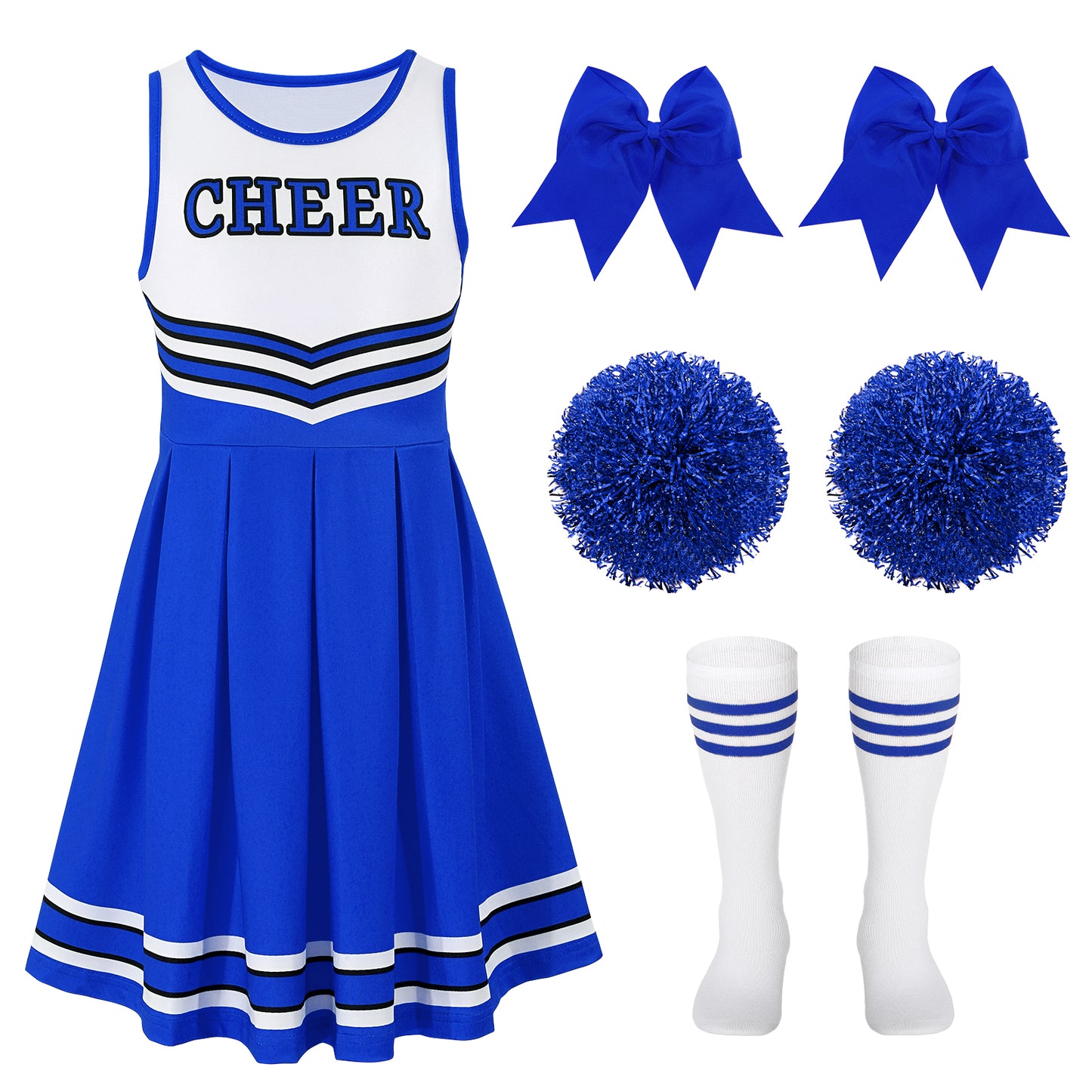 SUOSDEY Girls Cheerleader Costume Outfit Set,Kids Sleeveless Cheerleading Uniform for Party Birthday Halloween