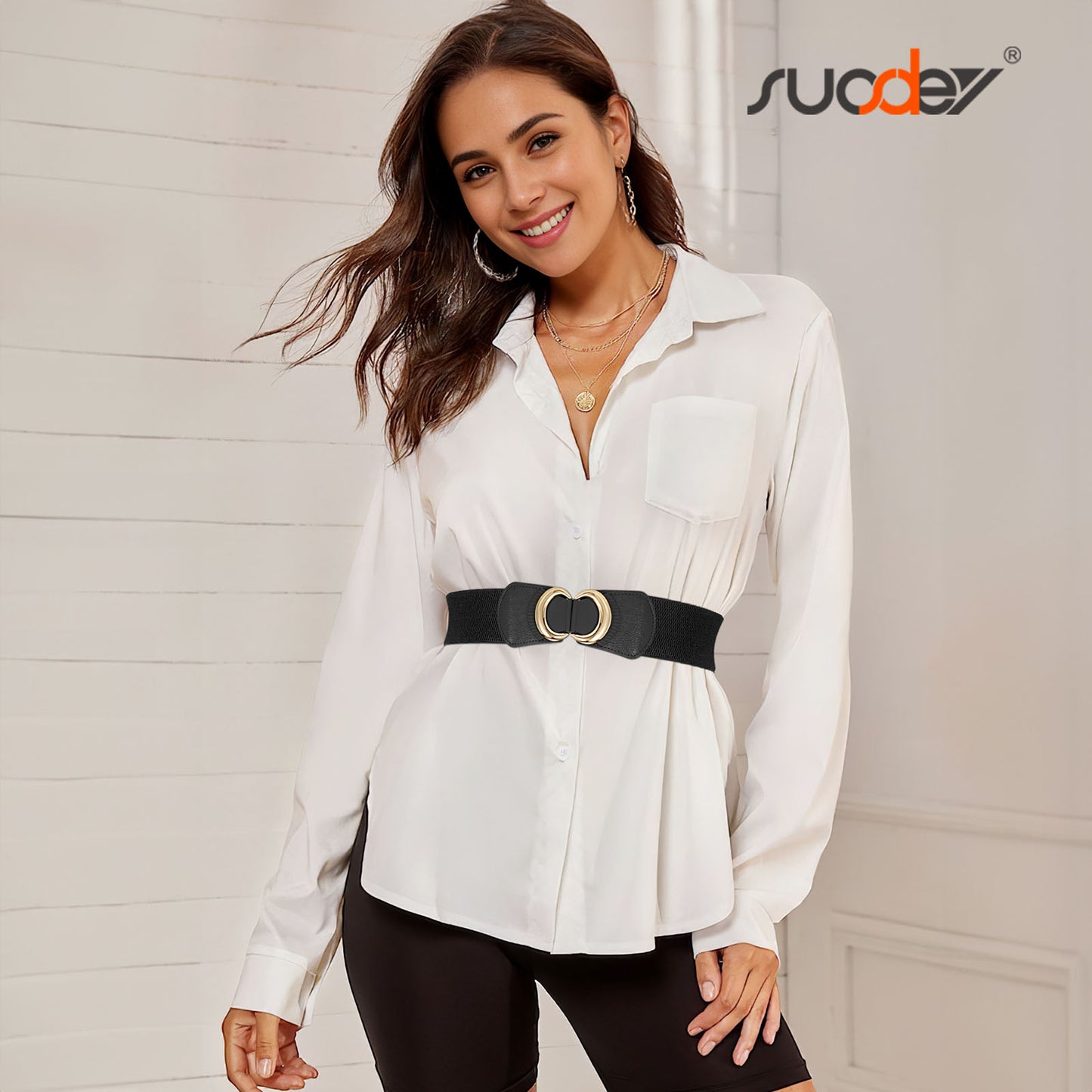 SUOSDEY Women Wide Waist Belt Fashion Elastic Belt for Dresses Stretchy Belt 2/3/4 Pack