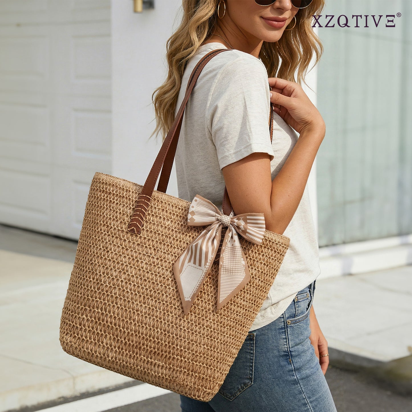 SUOSDEY Large Straw Beach Bag for Women,Beach Tote Bag Shoulder Handbags,Straw Bag Beach Purse for Summer