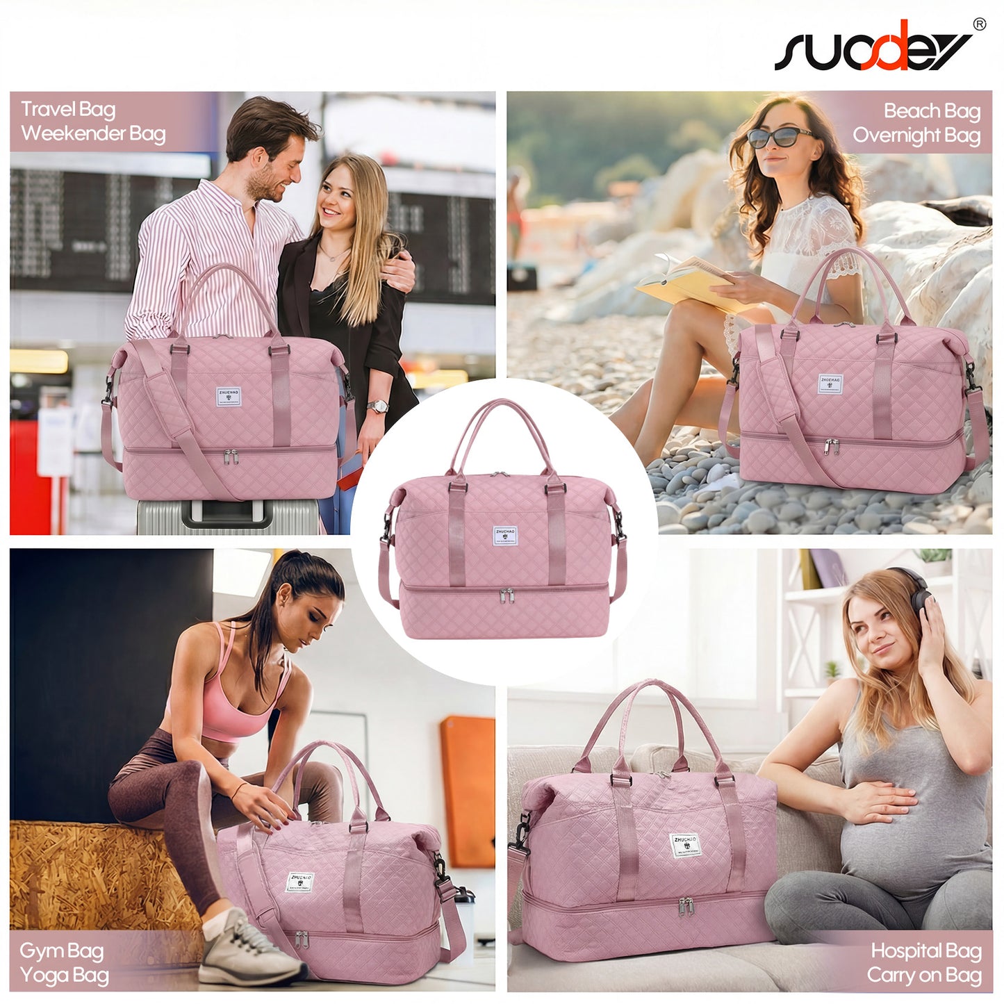 SUOSDEY Overnight Duffle Bag for Travel,Weekender Bags with Shoes Compartment,Hospital Bag for Labor and Delivery,Carry On Bag for Women,Travel,Gym,Weekend