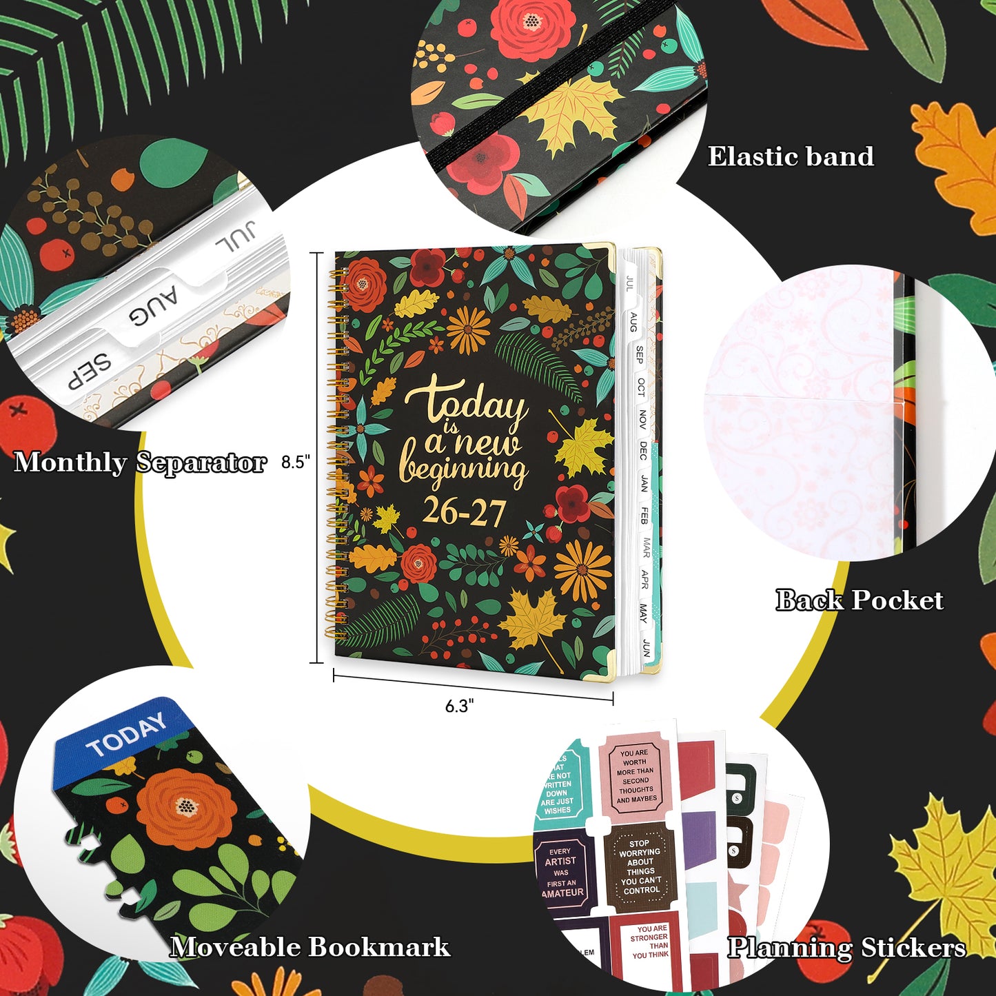 2026-2027 Academic Year Planner Calendar Notebook(JUL.2026-JUN.2027,6.3"x8.5")Daily Weekly Monthly Agenda Planner for Women Men