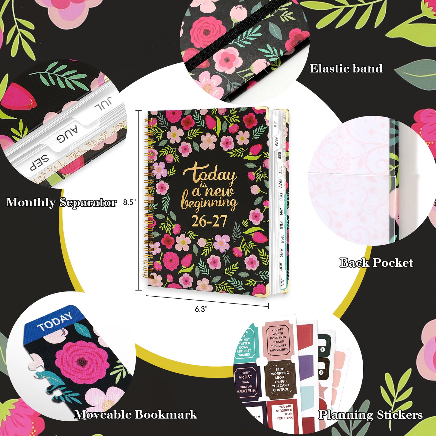 2026-2027 Academic Year Planner Calendar Notebook(JUL.2026-JUN.2027,6.3"x8.5")Daily Weekly Monthly Agenda Planner for Women Men