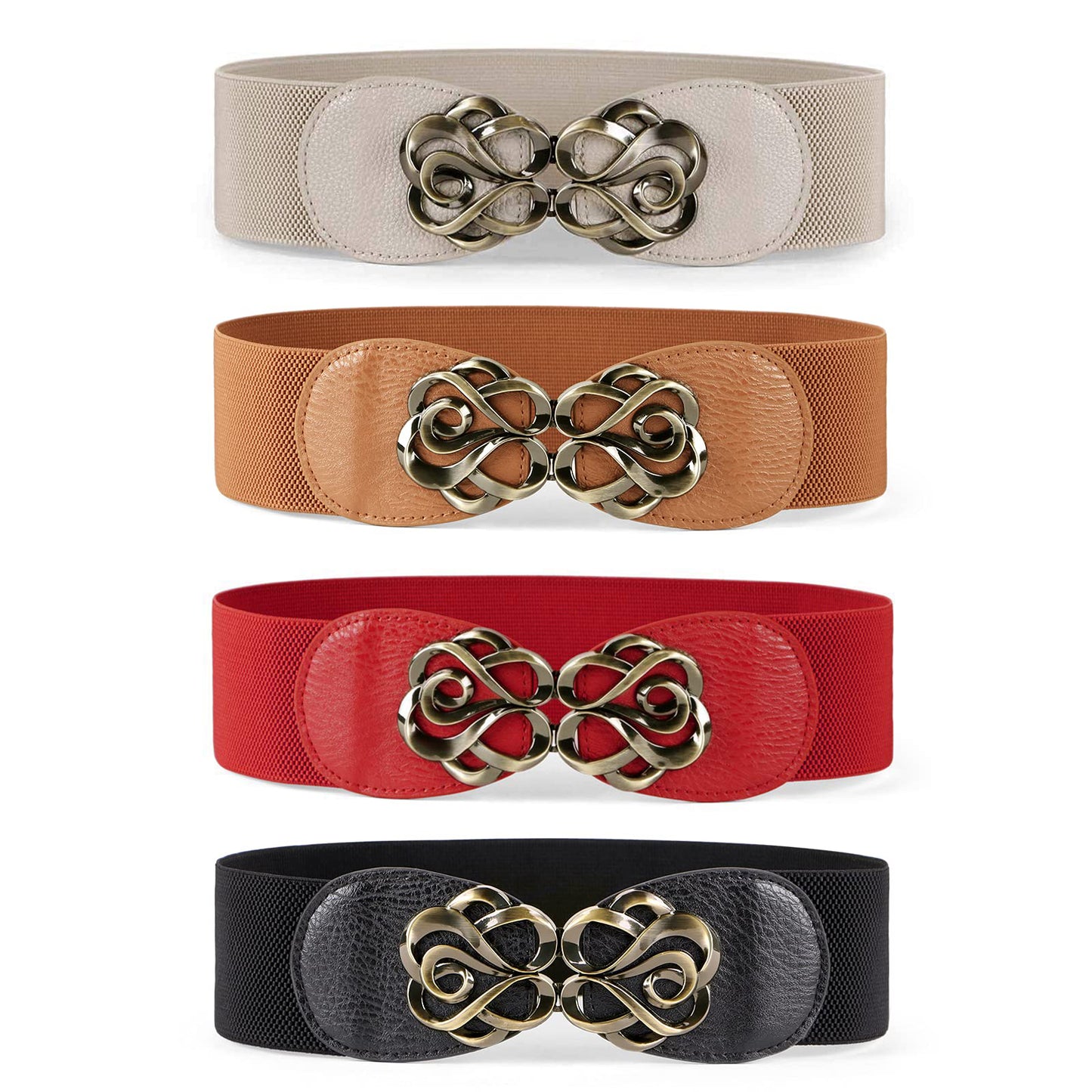 SUOSDEY Women Stretchy Belts Ladies Elastic Wide Waist Belts for Dresses 2 Pack