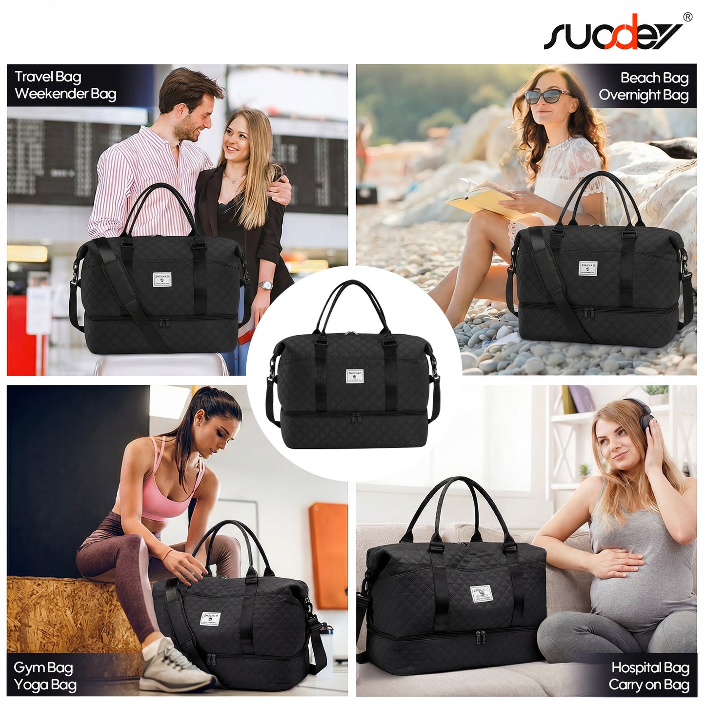 SUOSDEY Overnight Duffle Bag for Travel,Weekender Bags with Shoes Compartment,Hospital Bag for Labor and Delivery,Carry On Bag for Women,Travel,Gym,Weekend