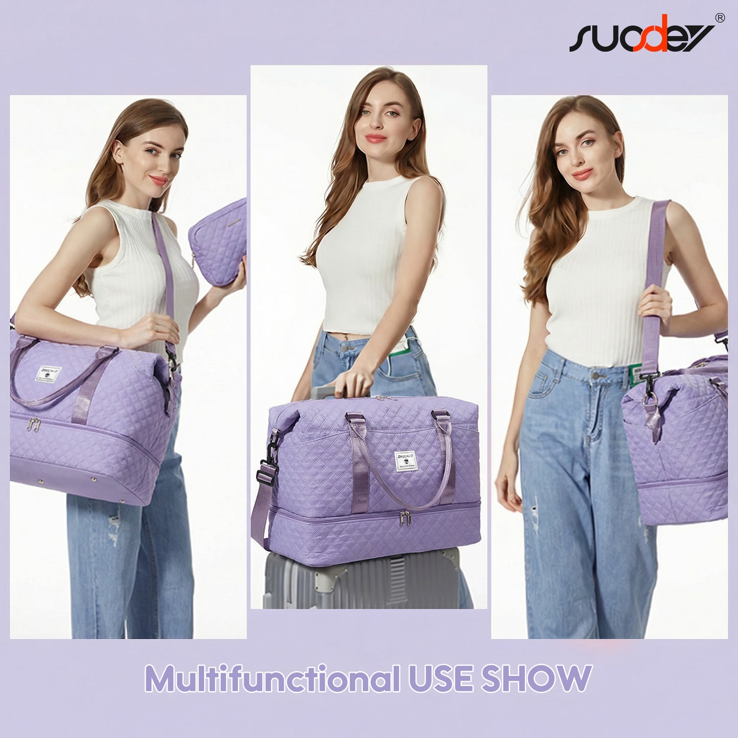 SUOSDEY Overnight Duffle Bag for Travel,Weekender Bags with Shoes Compartment,Hospital Bag for Labor and Delivery,Carry On Bag for Women,Travel,Gym,Weekend