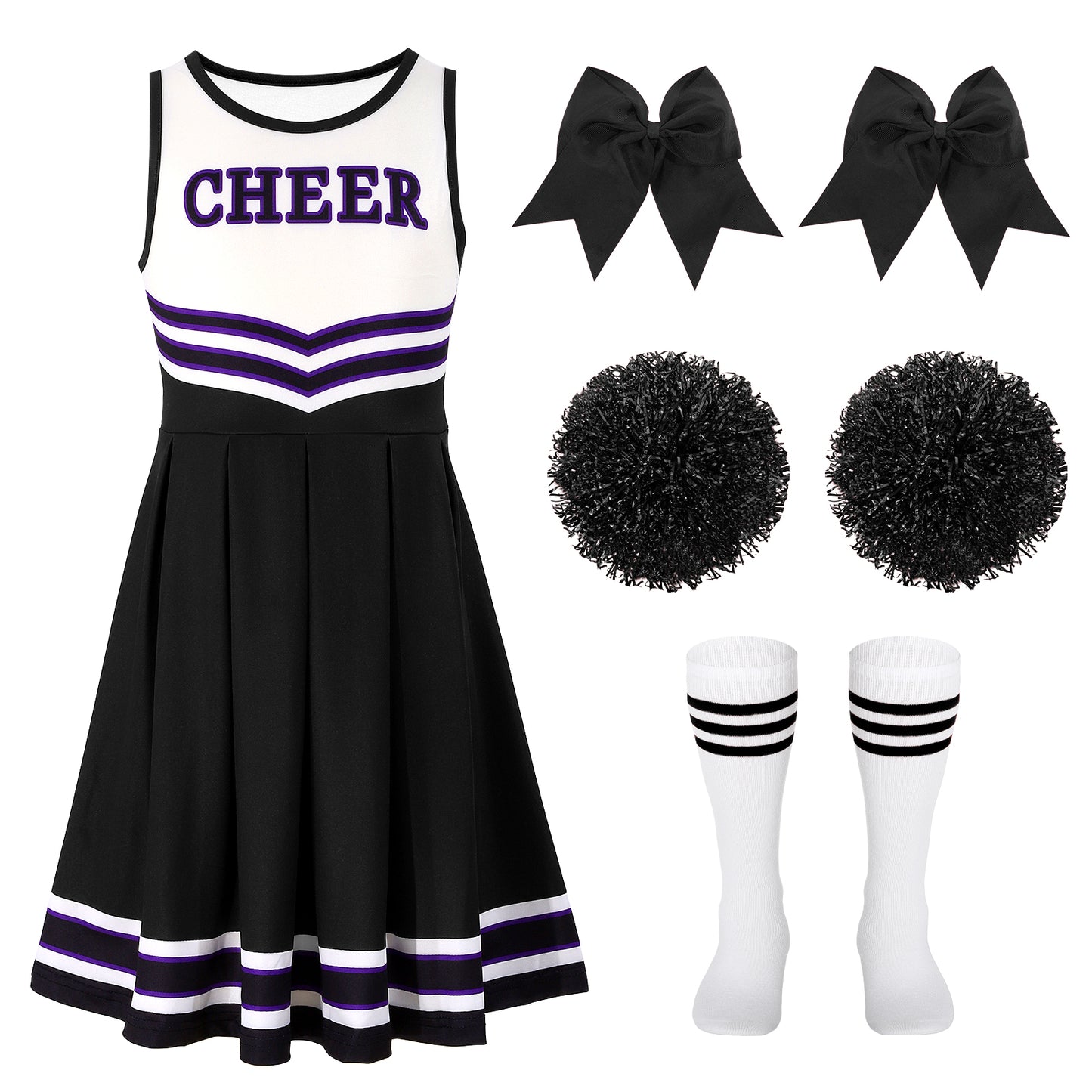 SUOSDEY Girls Cheerleader Costume Outfit Set,Kids Sleeveless Cheerleading Uniform for Party Birthday Halloween