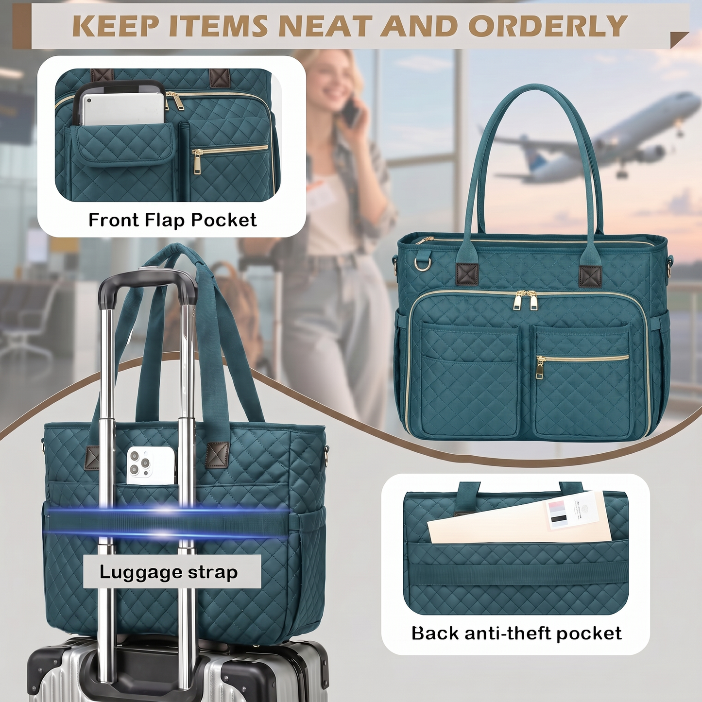 SUOSDEY Teacher Tote Bag,Women Work Bags with Laptop Compartment,Large Cup Holder Nurse Bag Computer Handbag