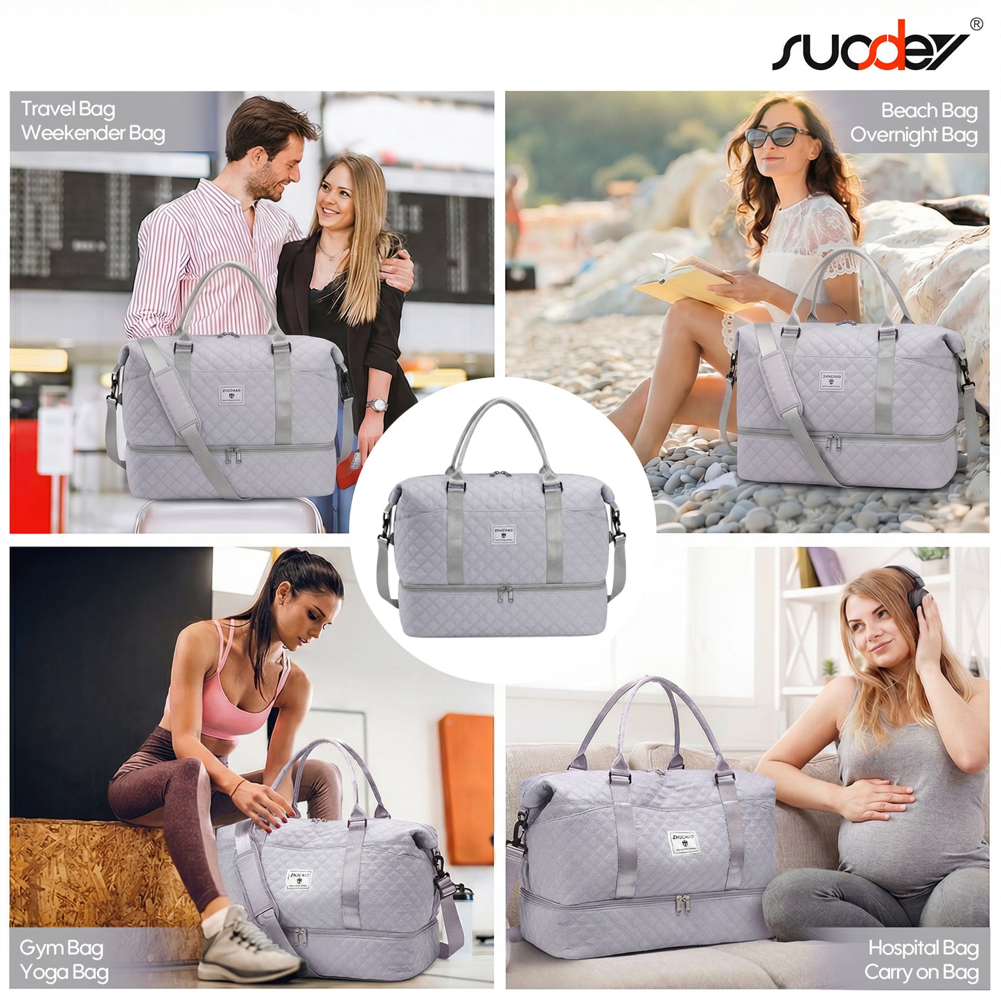 SUOSDEY Overnight Duffle Bag for Travel,Weekender Bags with Shoes Compartment,Hospital Bag for Labor and Delivery,Carry On Bag for Women,Travel,Gym,Weekend