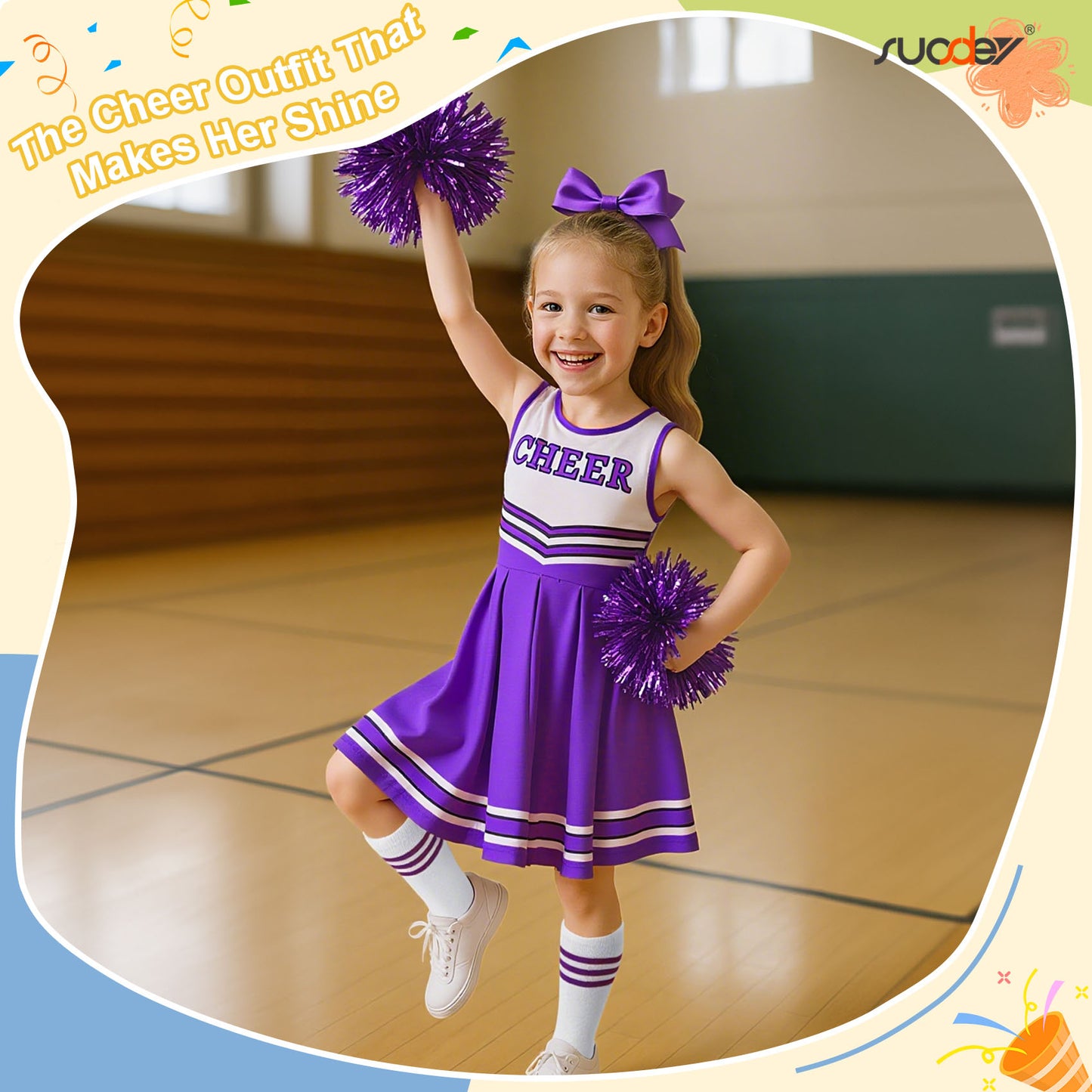SUOSDEY Girls Cheerleader Costume Outfit Set,Kids Sleeveless Cheerleading Uniform for Party Birthday Halloween