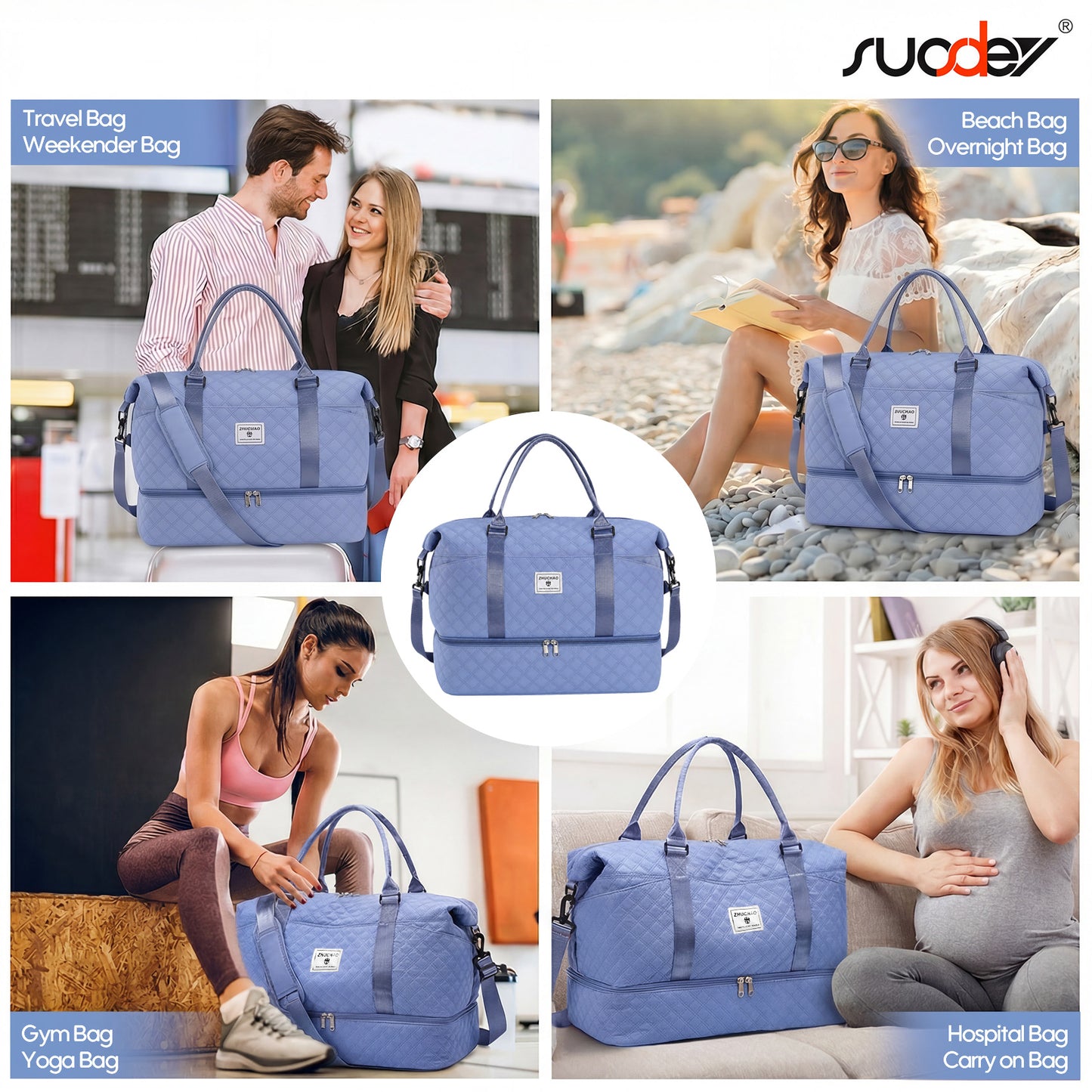 SUOSDEY Overnight Duffle Bag for Travel,Weekender Bags with Shoes Compartment,Hospital Bag for Labor and Delivery,Carry On Bag for Women,Travel,Gym,Weekend