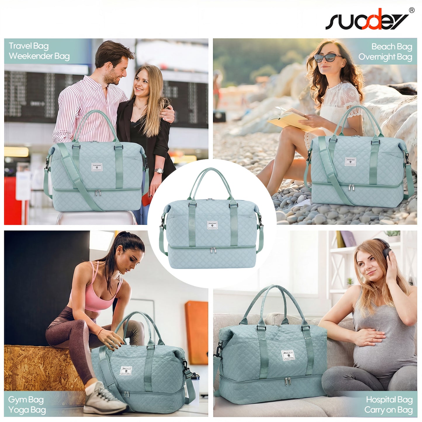 SUOSDEY Overnight Duffle Bag for Travel,Weekender Bags with Shoes Compartment,Hospital Bag for Labor and Delivery,Carry On Bag for Women,Travel,Gym,Weekend