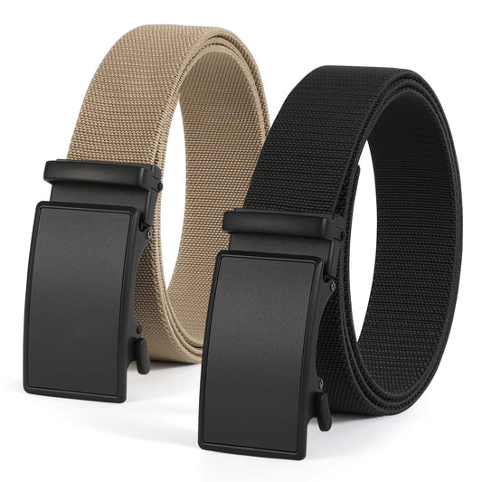 SUOSDEY 2Pack Men's Nylon Belt with Plastic Buckle for Outdoor Work and Activities