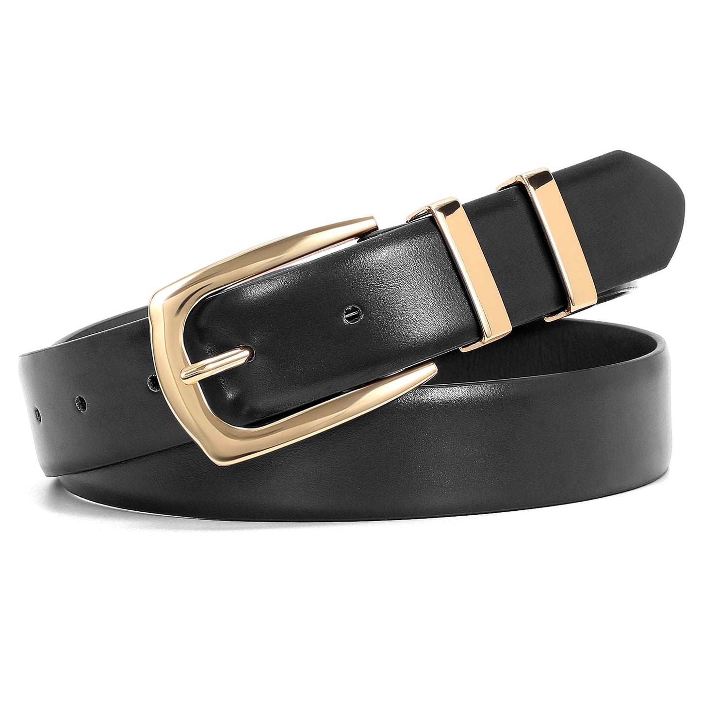 SUOSDEY Ladies Leather Belt with Gold Buckle,Plus Size Women Waist Belt for Jeans Pants