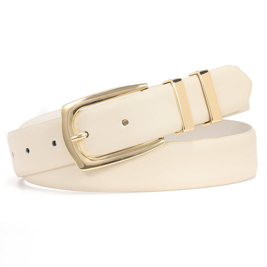 SUOSDEY Ladies Leather Belt with Gold Buckle,Plus Size Women Waist Belt for Jeans Pants