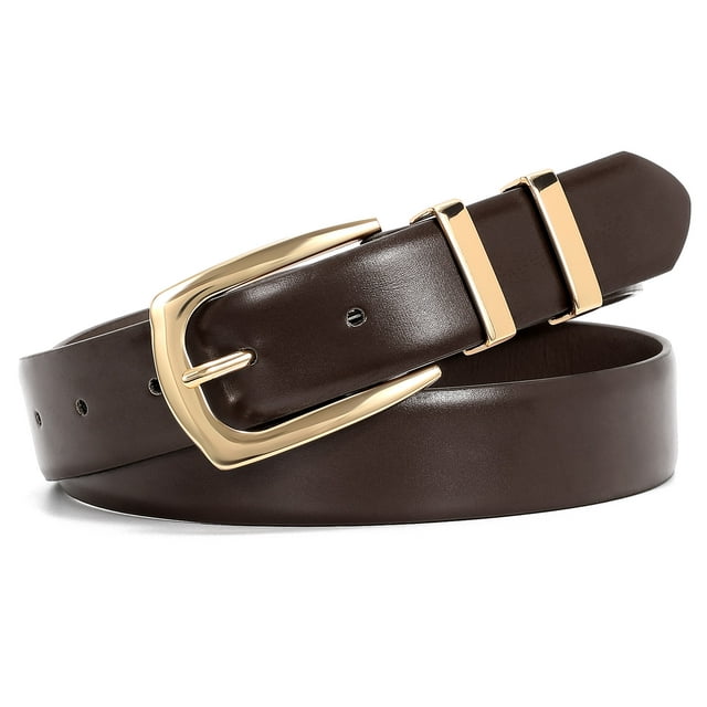 SUOSDEY Ladies Leather Belt with Gold Buckle,Plus Size Women Waist Belt for Jeans Pants