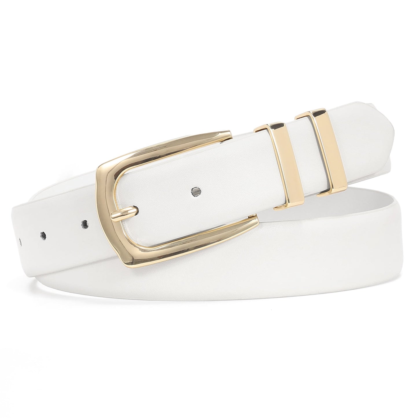 SUOSDEY Ladies Leather Belt with Gold Buckle,Plus Size Women Waist Belt for Jeans Pants