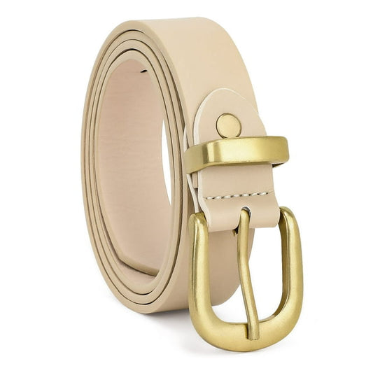 SUOSDEY Plus size Women's Leather Belt Fashion Gold Waist Belt for Jeans Pants Dress