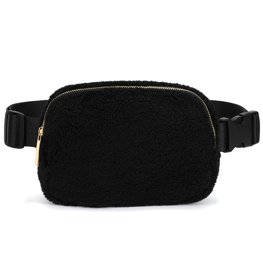 SUOSDEY Women Fleece Belt Bag Adjustable Fanny Pack Crossbody Bag For Travel, Running