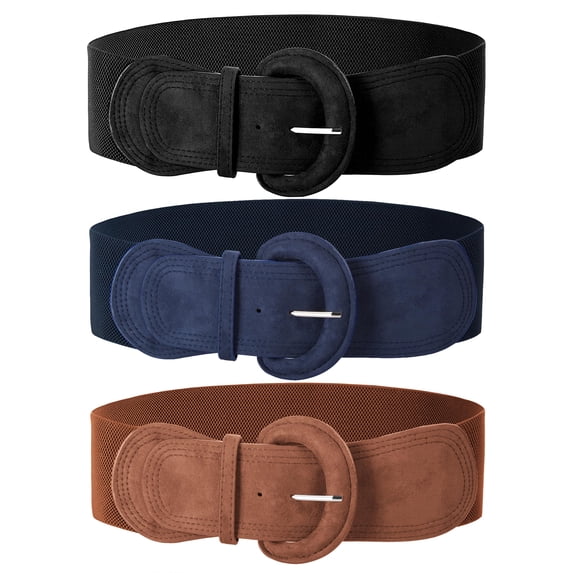 SUOSDEY Women's Elastic Wide Belt Suede Stretchy Wasit Belt for Dresses
