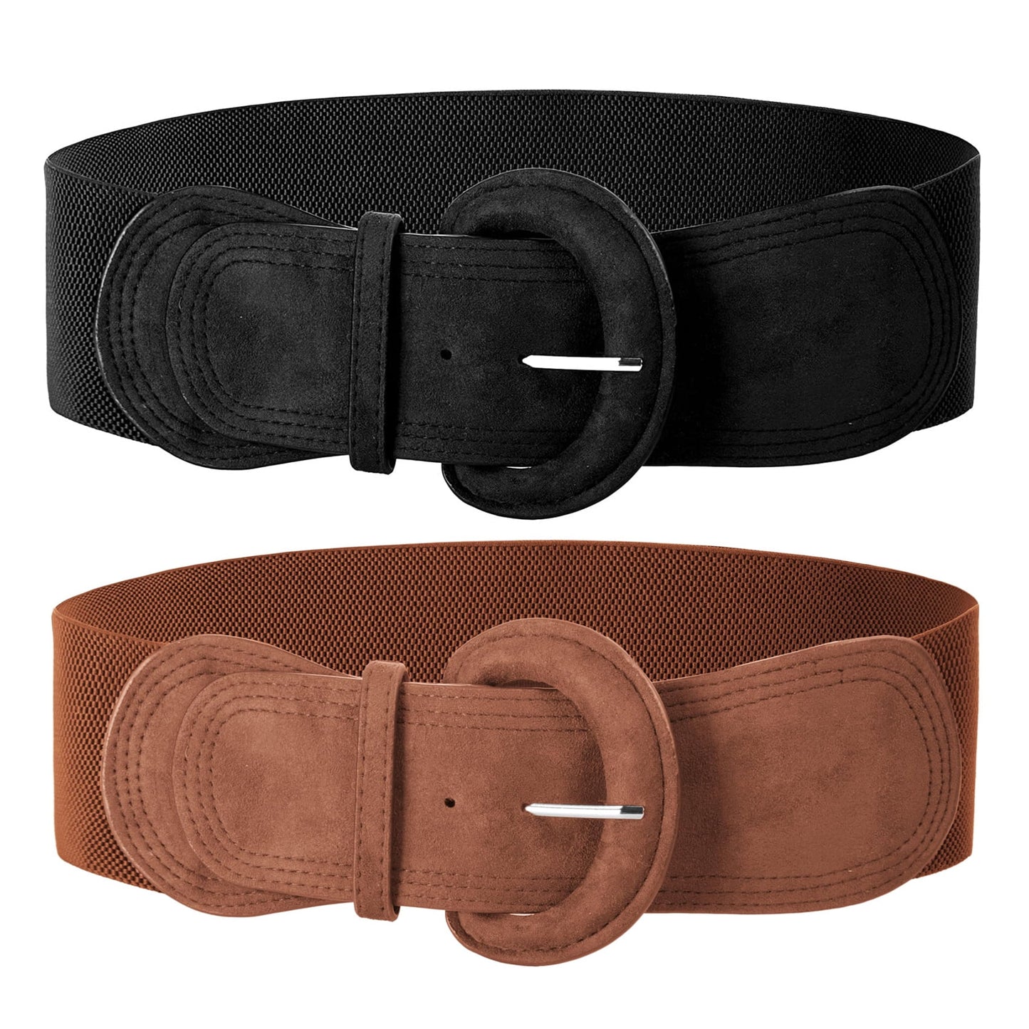 SUOSDEY Women's Elastic Wide Belt Suede Stretchy Wasit Belt for Dresses