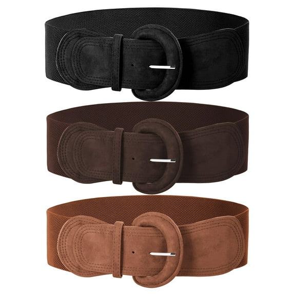 SUOSDEY Women's Elastic Wide Belt Suede Stretchy Wasit Belt for Dresses