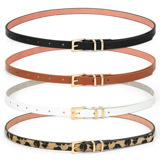 Women Skinny Leather Belt,Thin Waist Belt for Dresses Pants Jeans