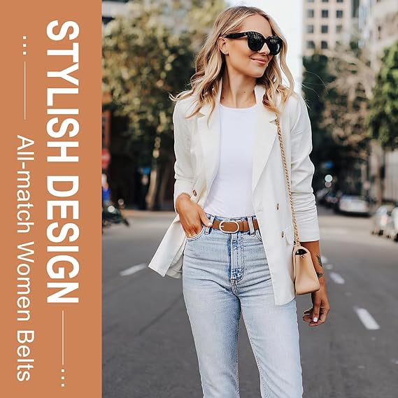 SUOSDEY Casual Belts for Women Leather Waist Belt for Dress Jeans Pants 3pack
