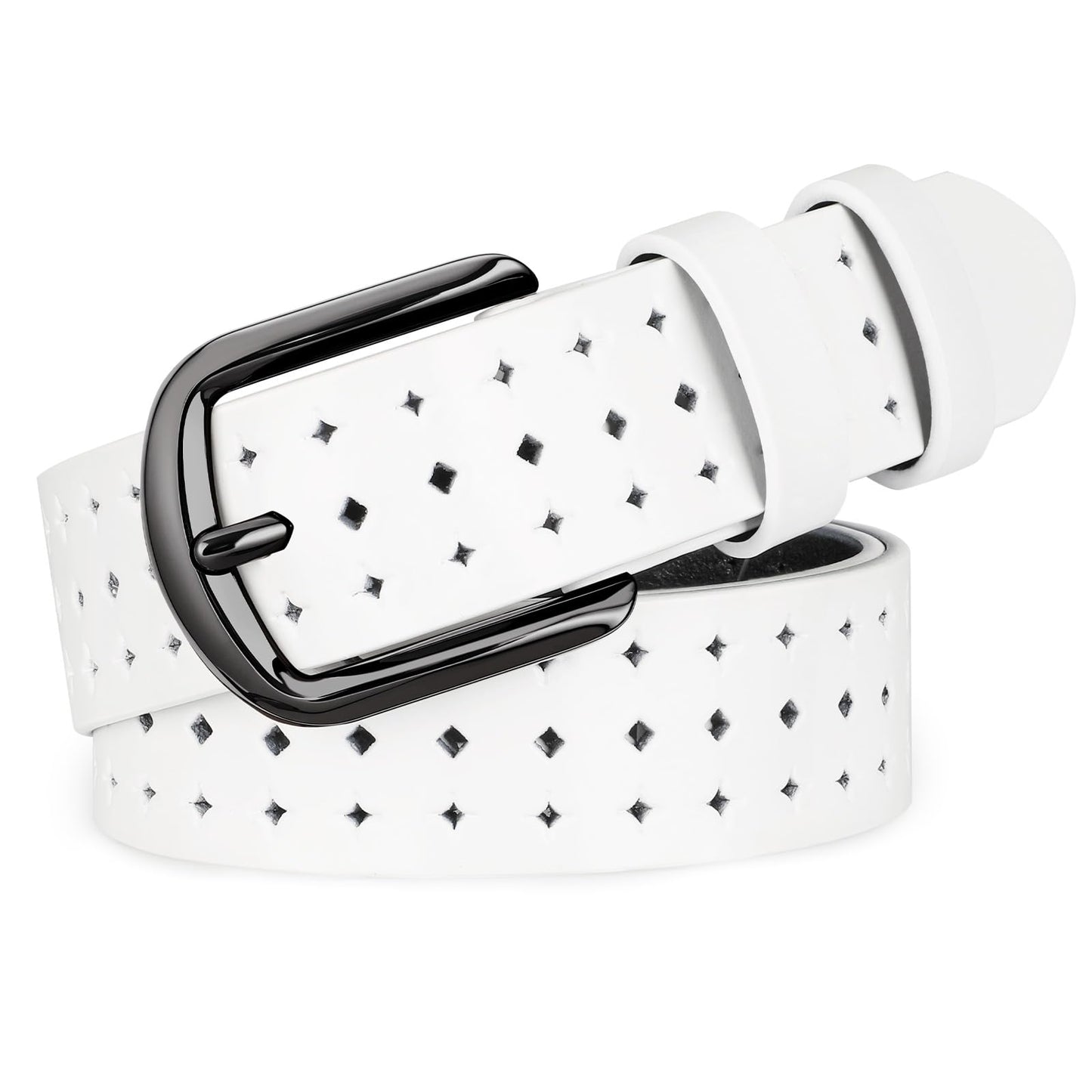 SUOSDEY Women Hollow Genuine Leather Belts with Pin Buckle,Fashion Casual Waist Belt for Jeans Dress Pants