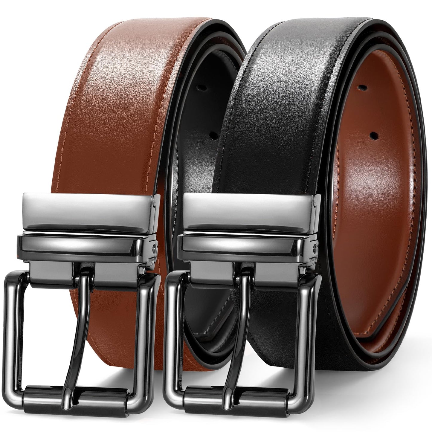 SUOSDEY Men's Belt, Reversible Leather Belts for Men Dress Belts,One Reverse For 2 Sides Casual Belt