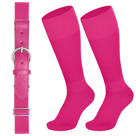 SUOSDEY Kid Baseball Belt and Socks,Youth Baseball Socks and Elastic Belt for Boy Girl