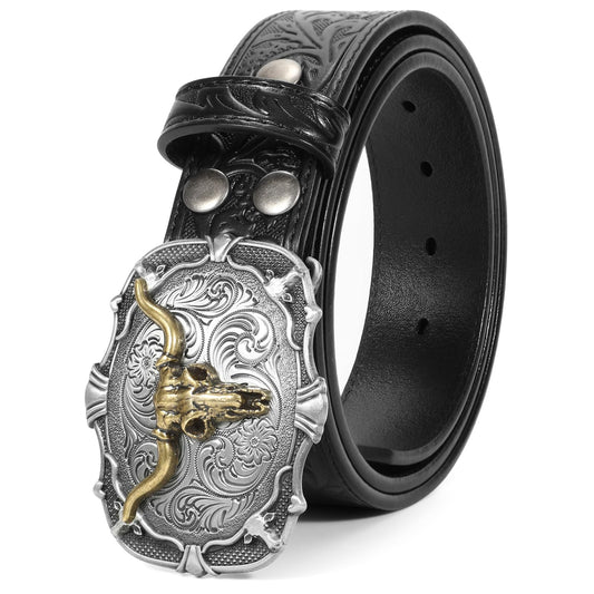 SUOSDEY Men Western Leather Belts for Women,Cowboy Cowgirl Embossed Belts for Jeans Christmas Gifts