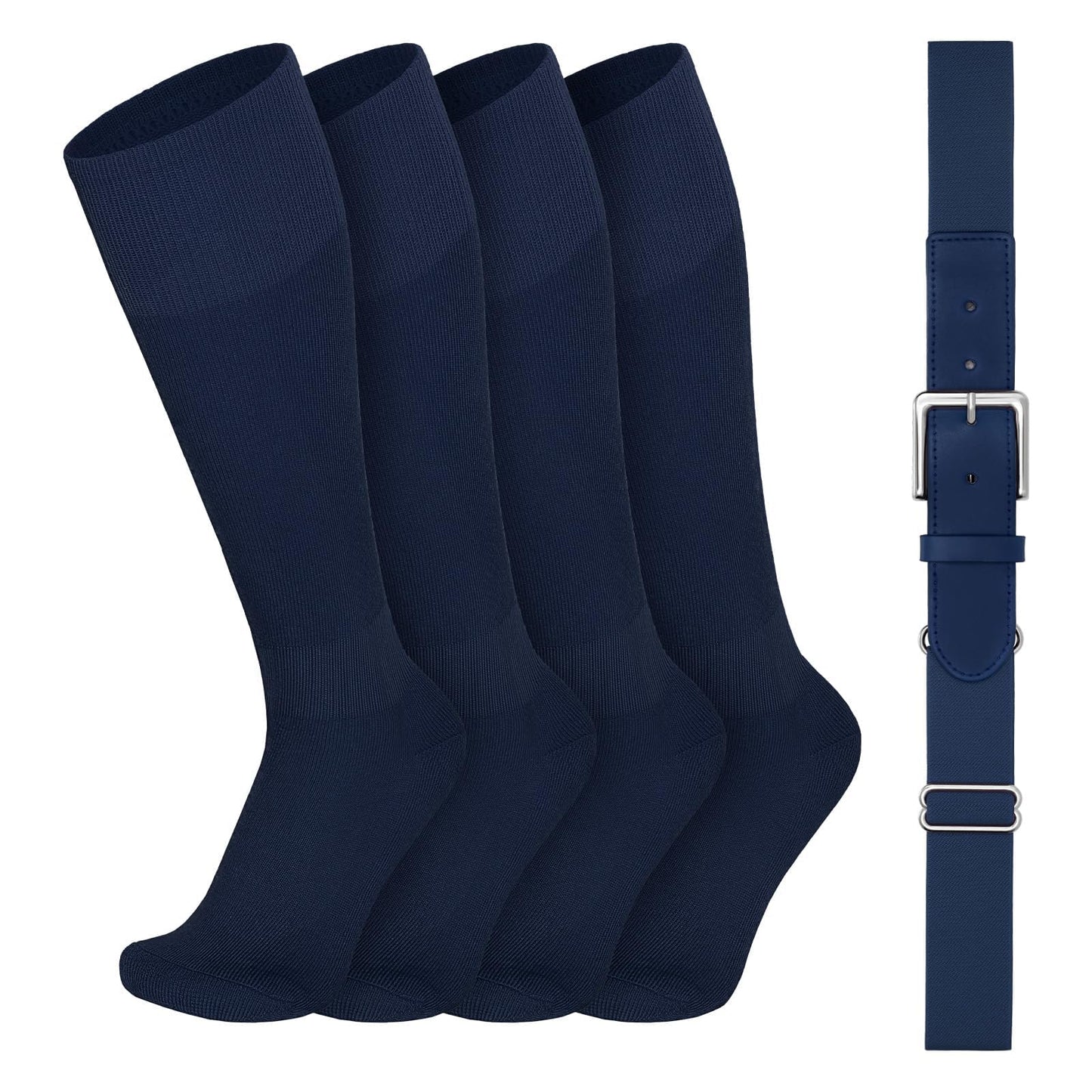 SUOSDEY Youth Baseball Socks and Belt Combo for Adult,Elastic Softball Belt and Socks for 7-16 Years Old and Adult Supplies