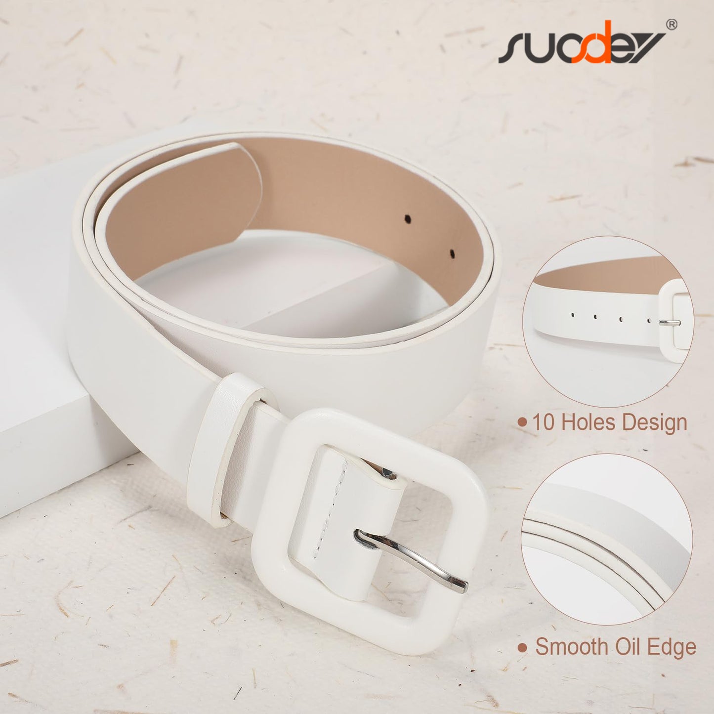 SUOSDEY Belts for Women,Ladies Belt for Jeans Pants Dresses,Candy Color Fashion Square Buckle Belt